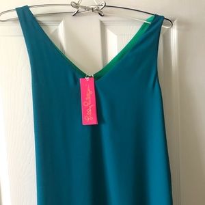 Lilly Pulitzer Florin Sleeveless V-Neck Reversible Emerald Isle Tank L $88